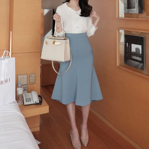 鱼尾裙半身裙女春秋高级感西装气质半裙中长款秋季高腰包臀裙子