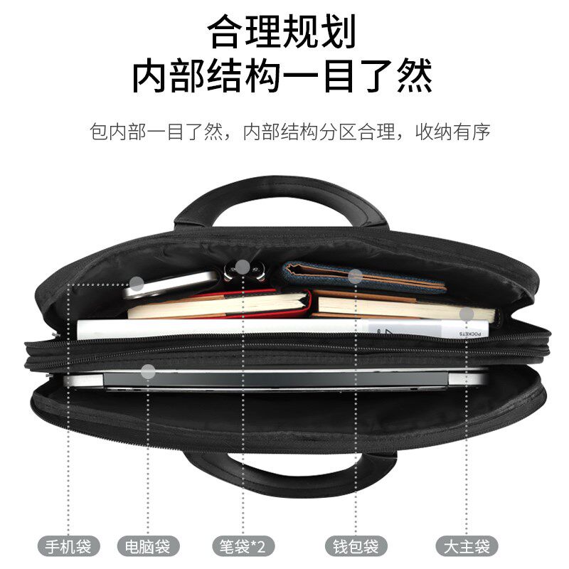 杰利文件包 定制印刷logo 文件收纳袋资料袋拉链a4文件袋手提包手