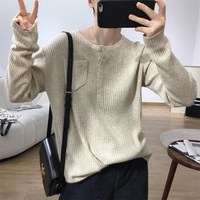 細(xì)米定制 兔絨口袋半開領(lǐng)針織打底衫女冬季保暖圓領(lǐng)百搭顯瘦毛衣