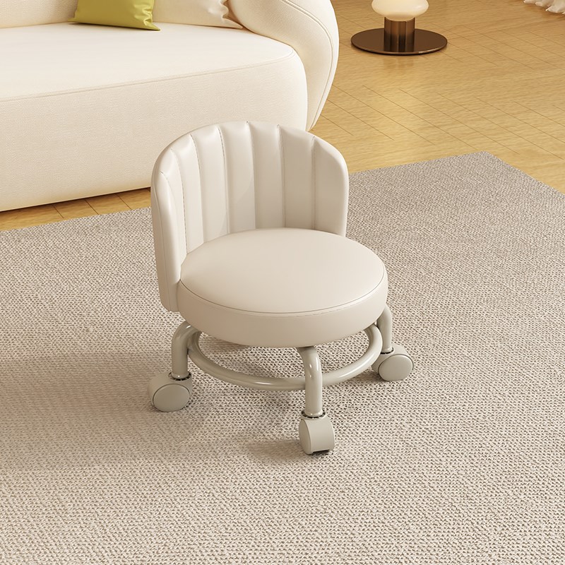 万向轮小凳子滑轮矮凳家用带娃神器儿童带滑轮板凳懒人圆凳靠背椅