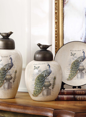 美式酒柜收纳摆件客厅装饰品家庭软装玄关电视柜家居饰品陶瓷书柜