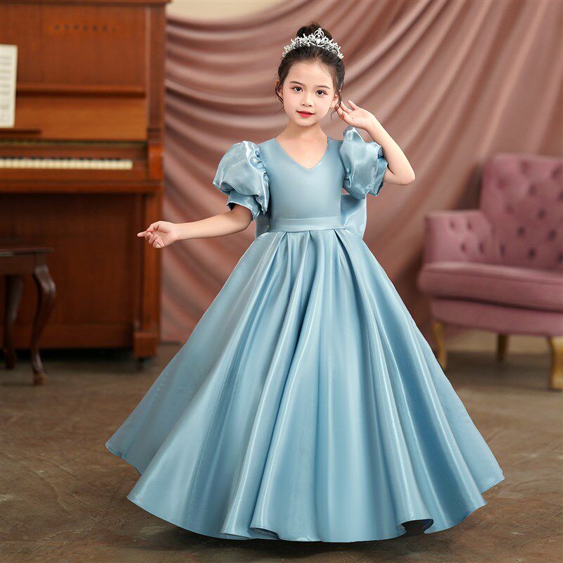 女童高端钢琴演奏服公主裙小女孩生日晚礼服高端儿童主持人演出服