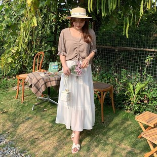 裙子胖mm遮肚白色200斤大码夏装梨型身材微胖高腰遮胯A字半身裙女