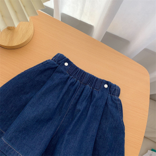 2023夏季新款儿童牛仔短裤女童洋气薄款裙裤中大童时尚阔腿裤洋气