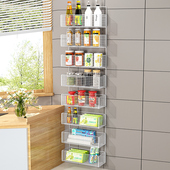 免打孔门后壁挂收纳架子多层可调节厨房橱柜墙上调味品调料置物架