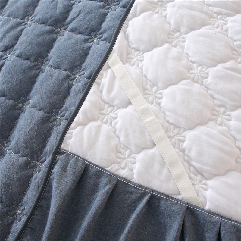 新款纯棉加厚水洗棉床裙床罩荷叶边防滑席梦思夹棉床套床垫保护罩