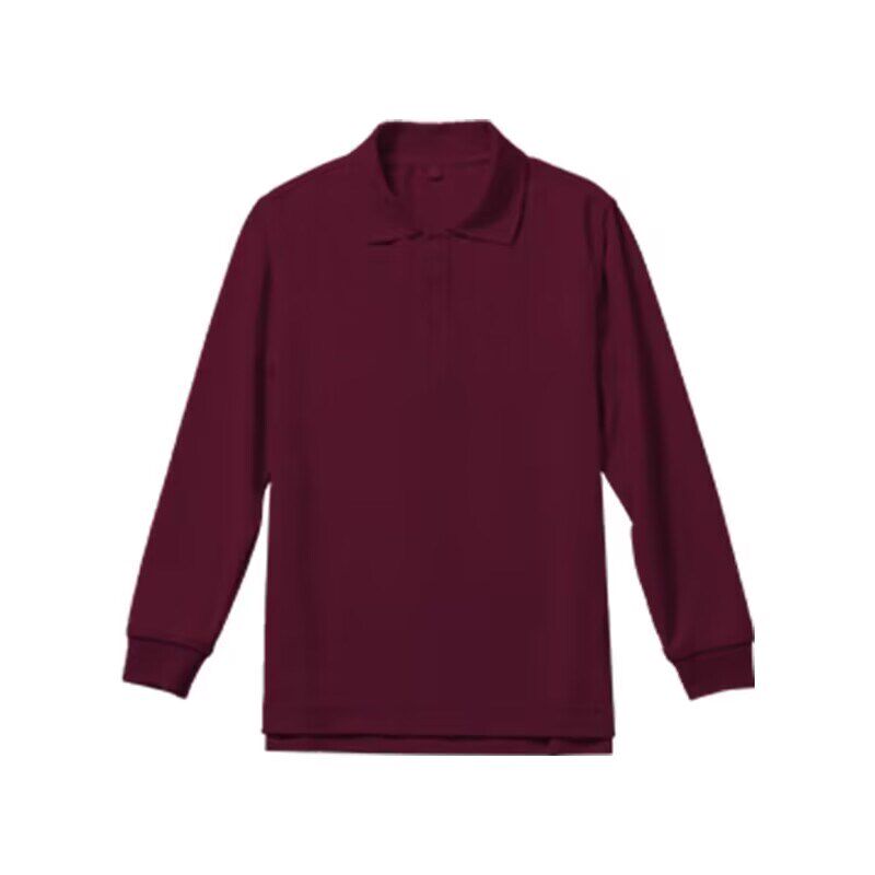 男女童绿色学生校服浅蓝长袖带有领T恤中大童紫色翻领短袖POLO衫