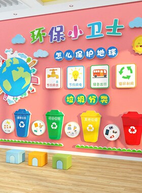 幼儿园文化墙面装饰主题托管班中心机构环创成品垃圾分类标识贴纸