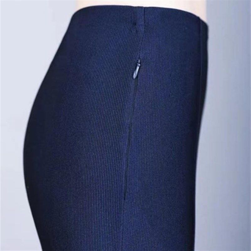 老式高腰踩脚裤细纹脚蹬裤健美裤大码宽松打底裤外穿广场舞裤双兜