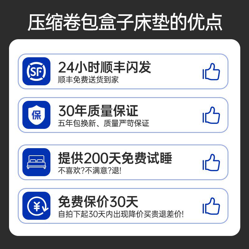 记忆棉乳胶床垫卷包盒子压缩家用卧室独立袋装弹簧高箱12/15CM厚