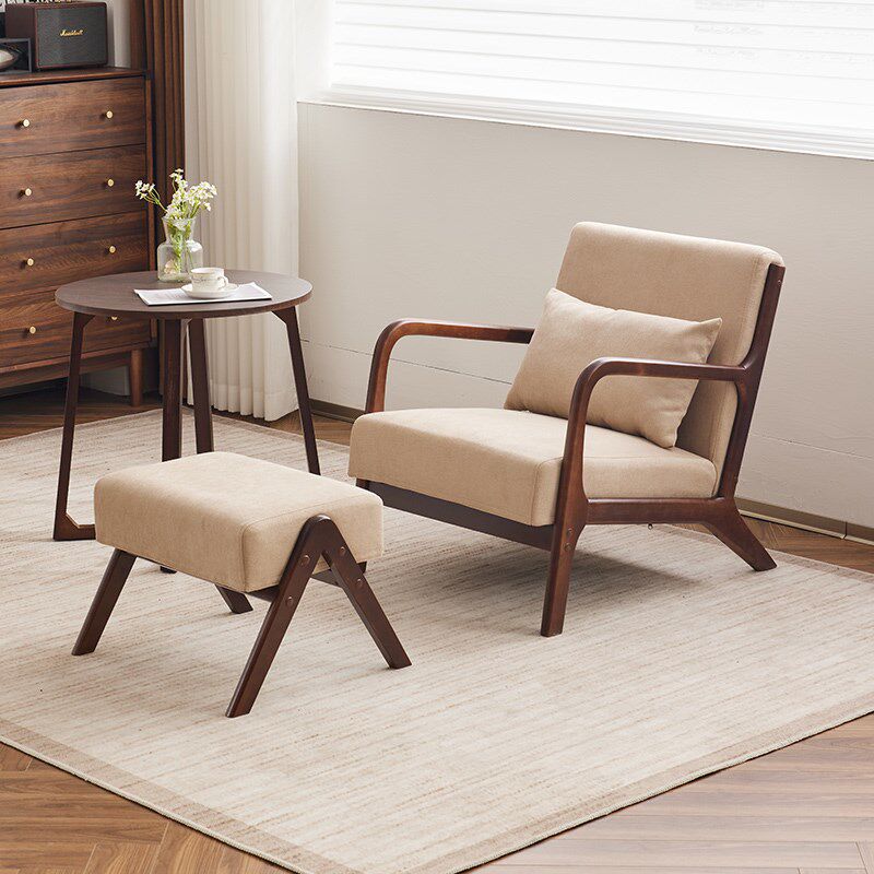 单人沙发椅实木阳台休闲椅子懒人布艺客厅卧室小户型房间桌椅组合