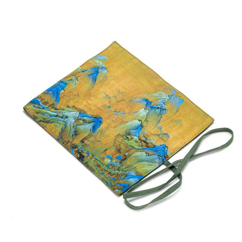 六合堂古画中国风创意加厚麻棉收纳旅行包布袋茶具六君子平铺小布