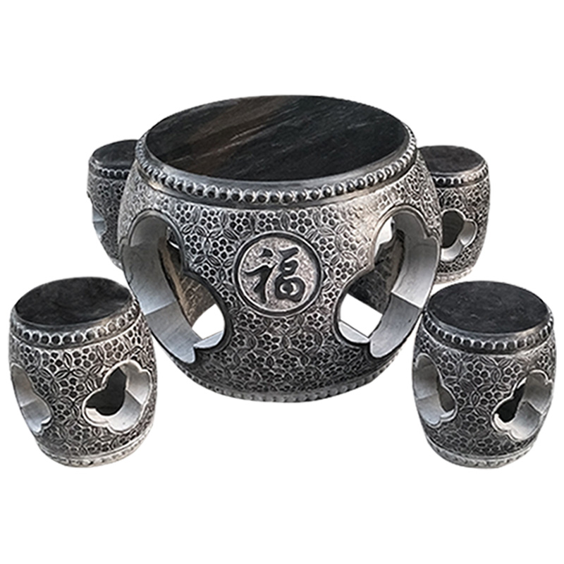 石桌石凳庭院花园石桌茶台家用仿古别墅户外休闲石桌子石凳子摆件