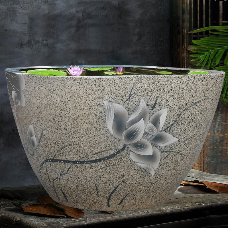 景德镇陶瓷鱼缸荷花缸睡莲缸荷花盆缸庭院大号方缸碗莲盆缸