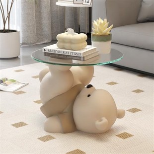 奶油风熊落地摆件装 饰品电视柜旁沙发边几床头柜高级感乔迁礼物