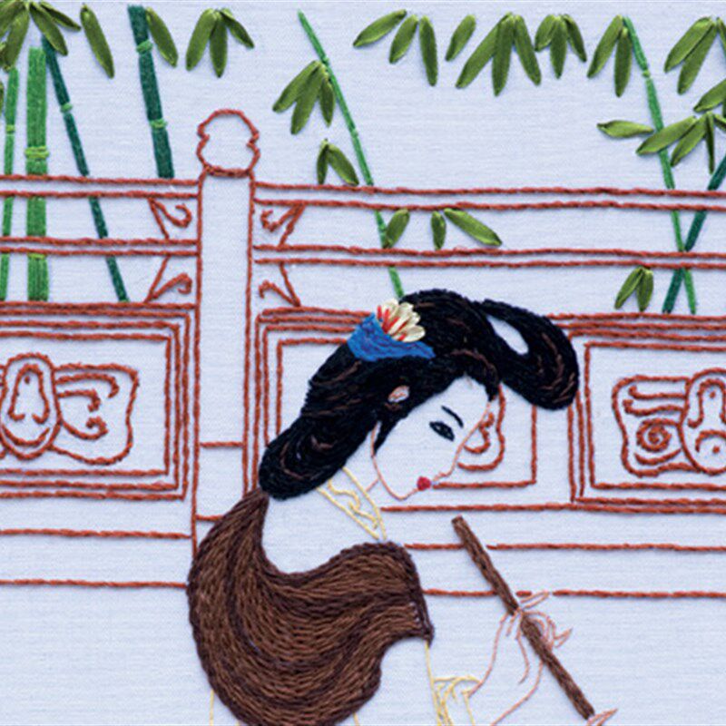 包邮新款立体丝带绣客厅书房酒店大挂画群英合乐图四大美人十字绣