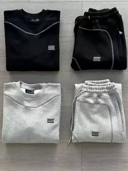 Business Attire New High-Quality Trendy Round-Neck Embroidered Sweatshirt and Sweatpants Kroen Sports Suit