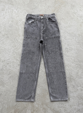 Corteiz 男 EMBOSSED DENIM WORK PANT水洗压纹牛仔灰色工装长裤