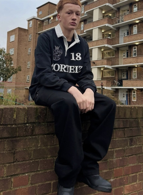 Corteiz 男女秋季时尚百搭 PANELED RUGBY 镶板橄榄球球服长袖T恤