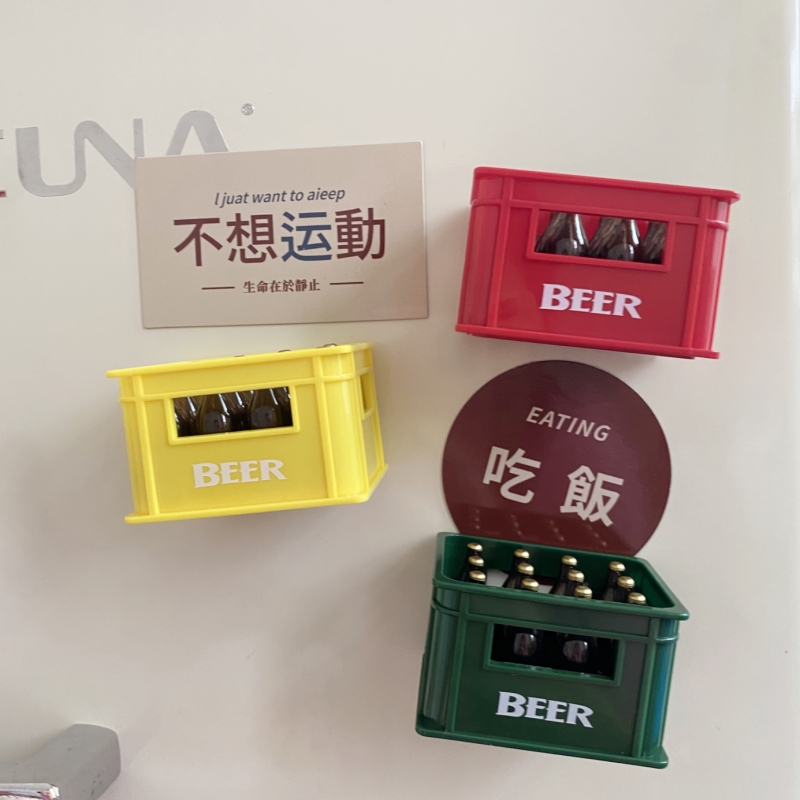 创意3D立体食玩啤酒箱冰箱贴磁性贴磁力贴一箱啤酒装饰起瓶器磁扣