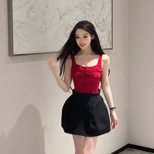 內(nèi)搭外穿修身 YOUENBB 理想夏日 復(fù)古少女方領(lǐng)吊帶夏季 純欲顯瘦