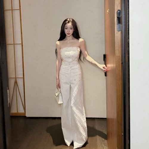 YOUENBB【洛克曼使-长裤】重工菱格刺绣阔腿宽松百搭显瘦长裤