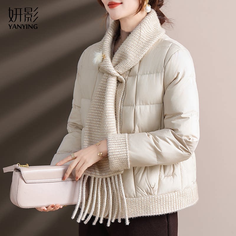 妍影妈妈冬装围巾领棉服/羽绒服外套