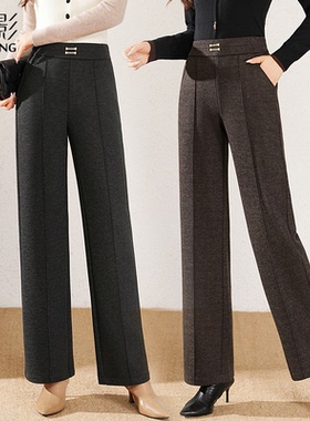 妍影中老年妈妈休闲裤2025新款松紧腰显瘦宽松弹力直筒裤子秋季