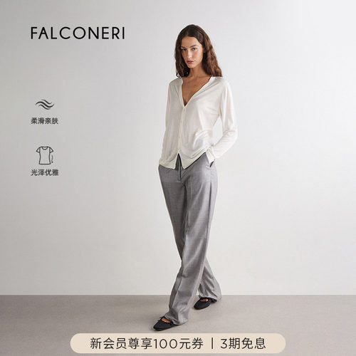 FALCONERI女士时尚经典百搭日常休闲桑蚕丝v领针织开衫DML410A