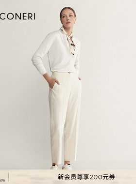 【季末折扣】FALCONERI女士亚麻修身亚麻高腰直筒休闲裤DPL482F