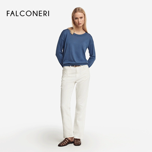 DML600F 针织衫 FALCONERI女士时尚 百搭柔软桑蚕丝混纺宽松圆领长袖