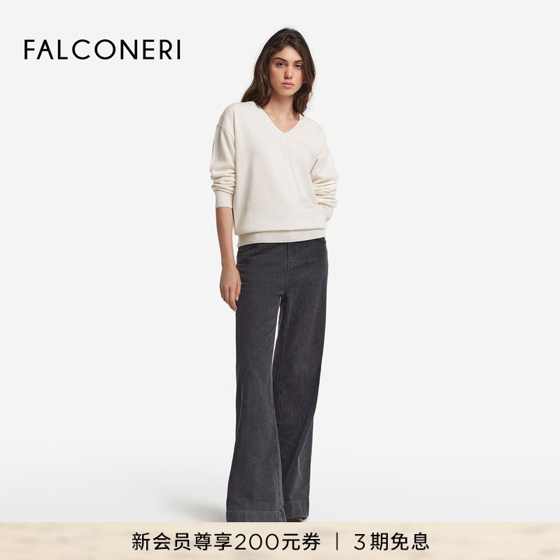 FALCONERI女士时尚百搭宽松长袖v领新年山羊绒毛衣羊绒衫DML228K,女装/女士精品,羊绒衫,淘宝优惠券,粉丝福利购,淘宝优惠卷