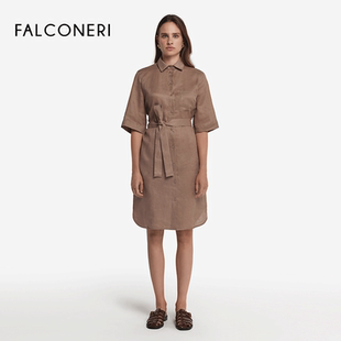 连衣裙DAM510A FALCONERI25年新品 女士经典 时尚 休闲简约亚麻五分袖