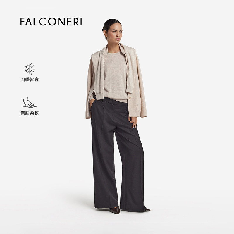 【尊享礼遇】FALCONERI女士日常通勤圆领山羊绒毛衣针织衫DMLI250