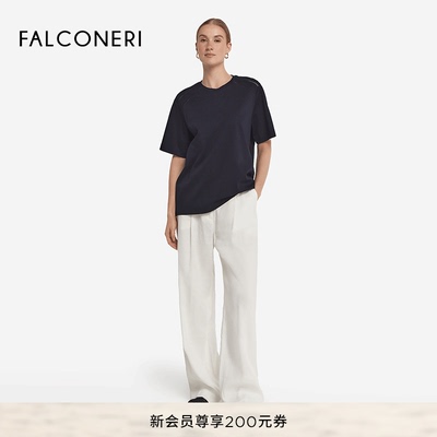 FALCONERI女士时尚优雅休闲纹理圆领短袖T恤DMM440I