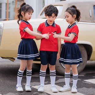 小学生校服夏装 幼儿园园服夏季 班服学院英伦风毕业照服装 短袖 套装
