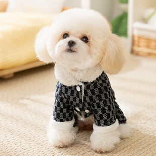 狗狗衣服冬季保暖加厚牛仔法兰绒四腿衣小型犬泰迪比熊宠物狗服饰