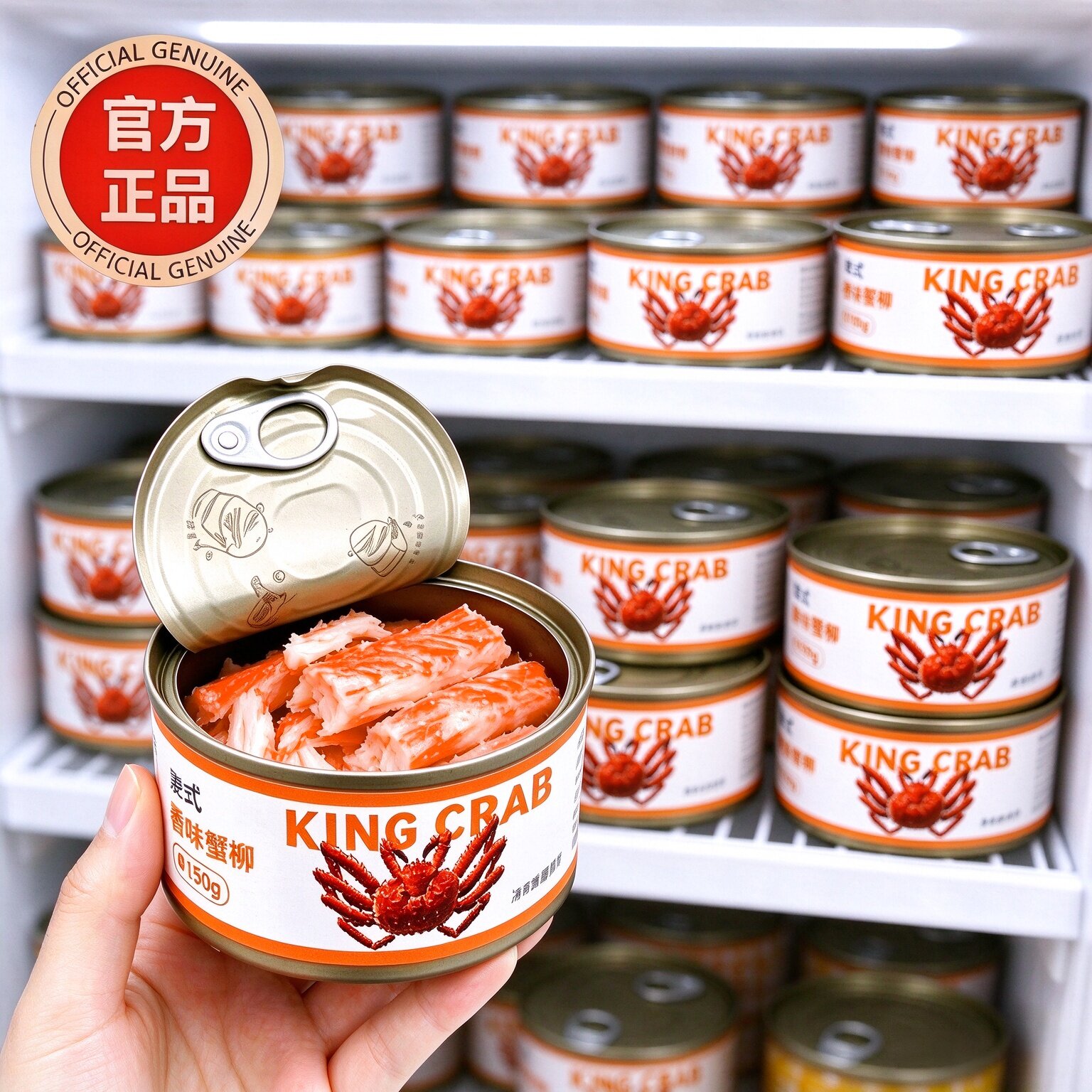 帝王蟹罐头俄罗斯新鲜海鲜海味罐头蟹柳肉腿速食开盖肉即食旗舰店
