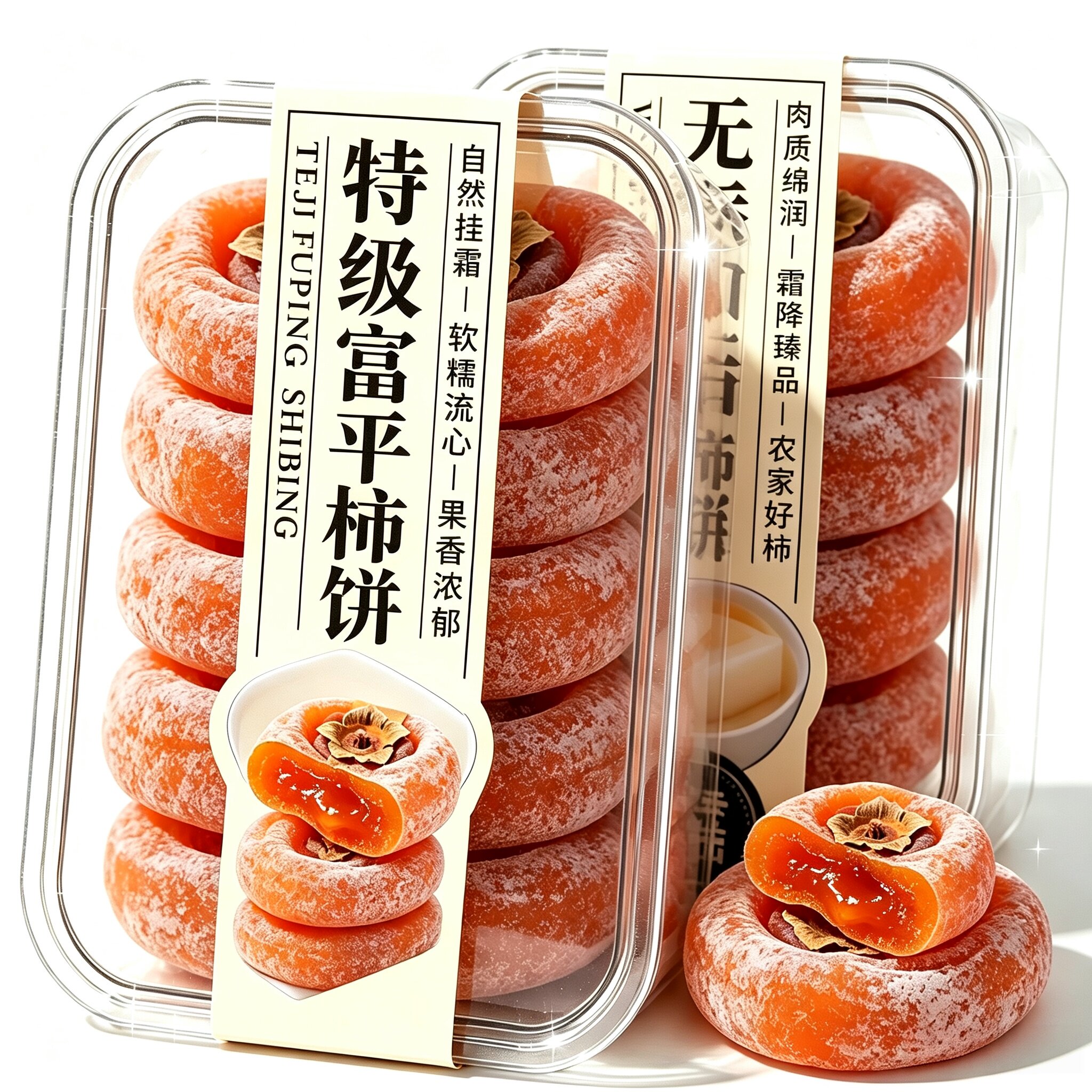 圆流心柿吊柿独立包装自然霜降吊柿饼农家新货柿子批发零食品特级