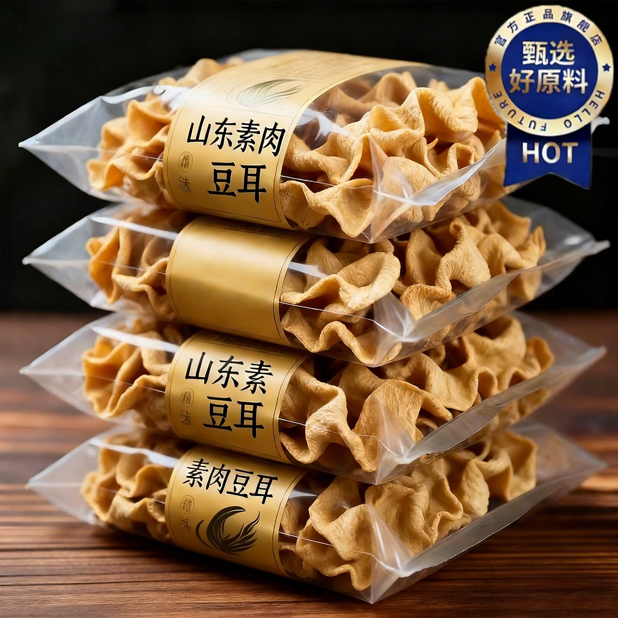 素肉豆耳官方旗舰店山东无盐大豆耳素肉凉拌菜炒菜火锅豆制品干货