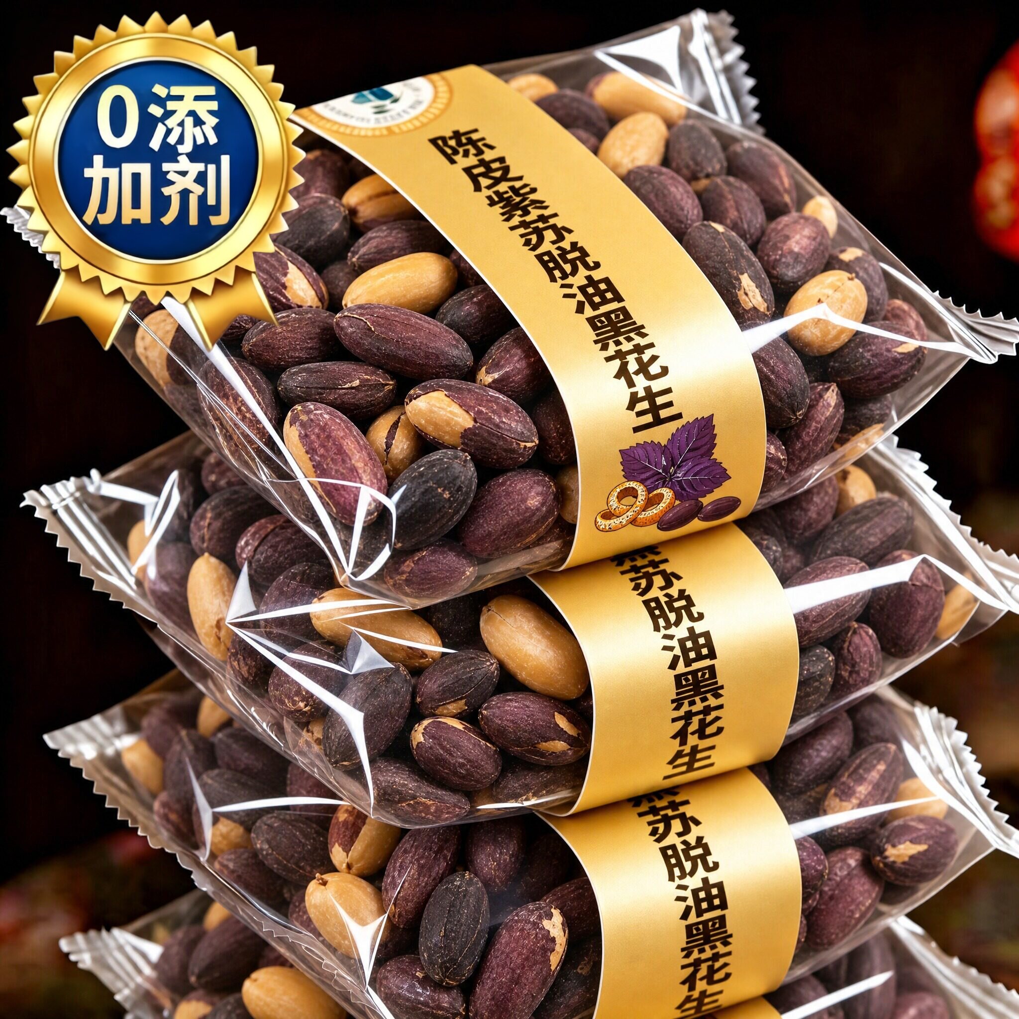 陈皮紫苏黑花生脱油酥脆下酒菜图片
