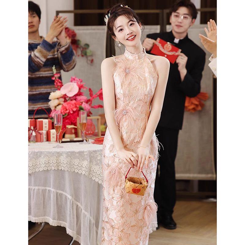 新中式旗袍订婚礼服裙女2025新款高级感小众气质回门便装日常可穿
