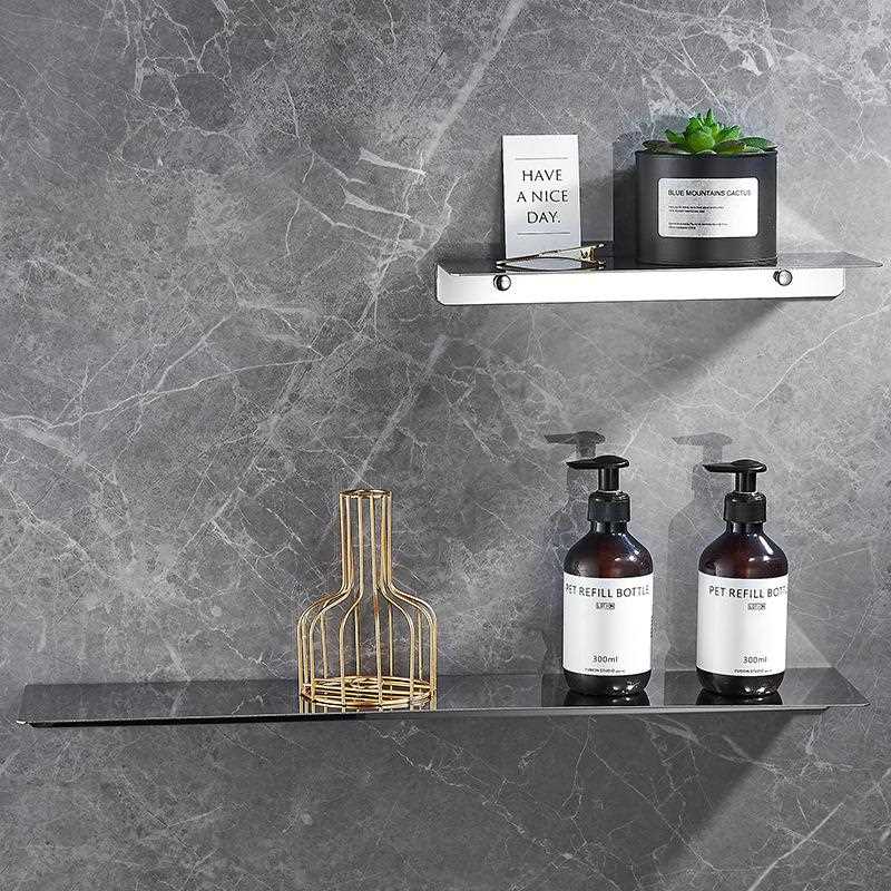 直销新款浴室淋浴房置物架壁挂式304不锈钢卫生间收纳架镜前一字