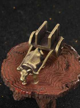 直销新款古黄铜牛拉车桌面摆件工艺品摆件茶宠茶几桌面摆件摆饰装