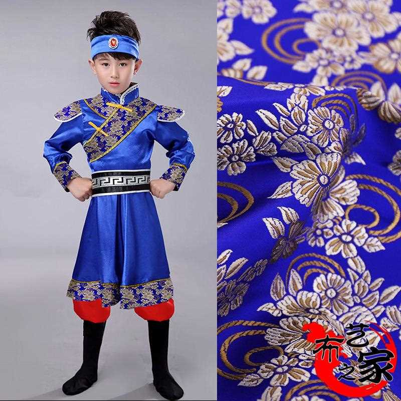 直销新款75高密尼龙五瓣花旗袍时装提花面料中国风汉服绸缎童装织