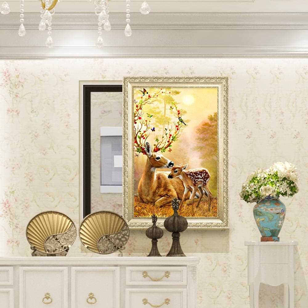 直销新款欧式电表箱装饰画 福鹿配电箱空开箱电闸电遮挡油画 客厅