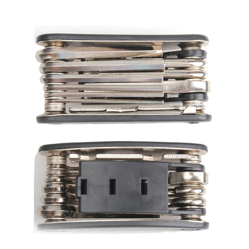 直销新款自行车修理工具16合一折叠修车补胎扳手山地修车组合套筒