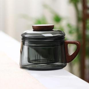 简约玻璃泡茶杯茶水分离带盖办公室家用过滤水杯日式 直销新款 茶道