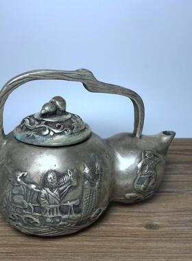新款直销仿古铜器白铜镀银 铜壶茶壶水壶 酒壶小铜壶 葫芦壶工艺