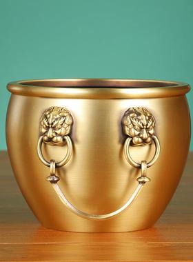 新款直销铜缸摆件 光面铜缸狮头缸故宫缸双狮铜缸家居工艺品礼品